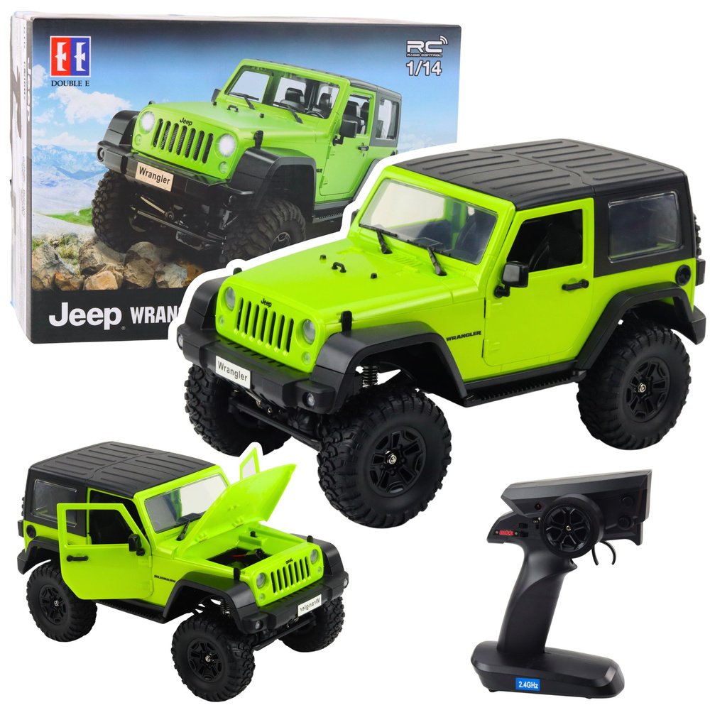 Attālināti vadāms bezceļu automobilis Jeep Wrangler Rock Crawler, zaļš, 1:14