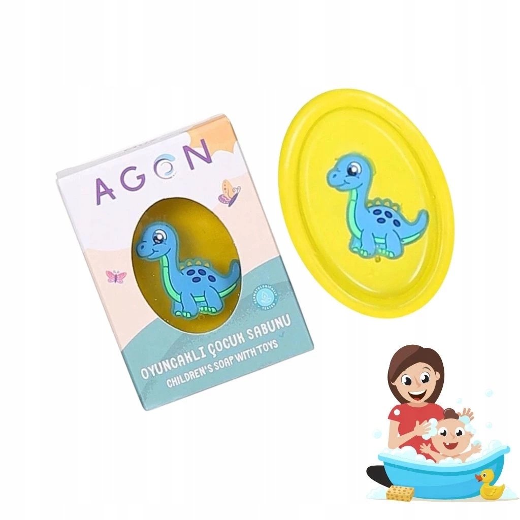 Bērnu ziepes ar rotaļlietu Agon, dinozaurs ar banānu aromātu, 50g