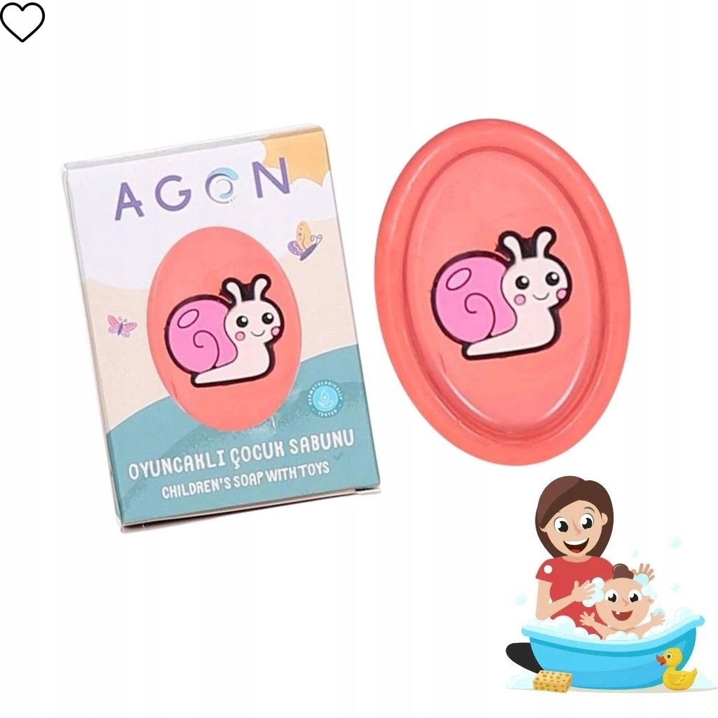 Bērnu ziepes ar rotaļlietu Agon, gliemezītis ar granatābolu ziedu aromātu, 50g