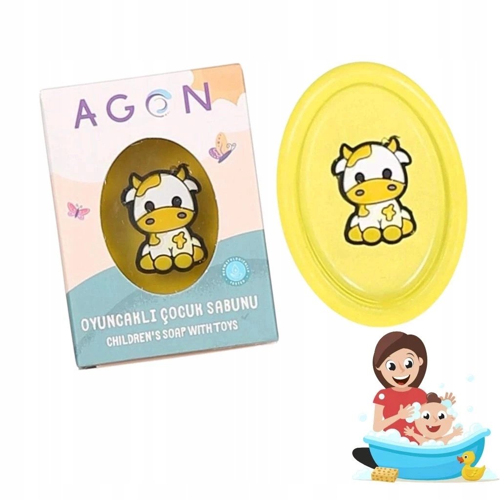 Bērnu ziepes ar rotaļlietu Agon, govs ar citrona aromātu, 50g