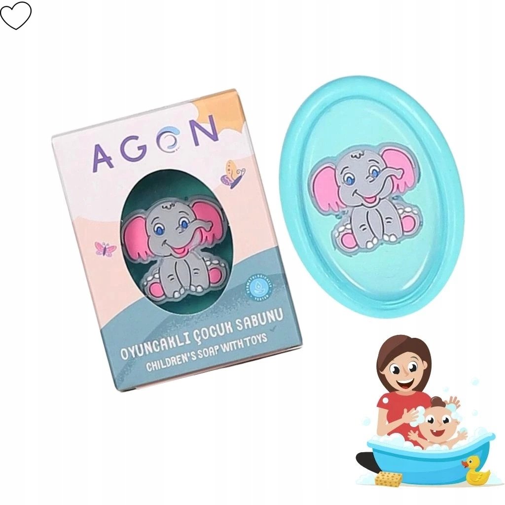 Bērnu ziepes ar rotaļlietu Agon, zilonis ar eikalipta aromātu, 50g
