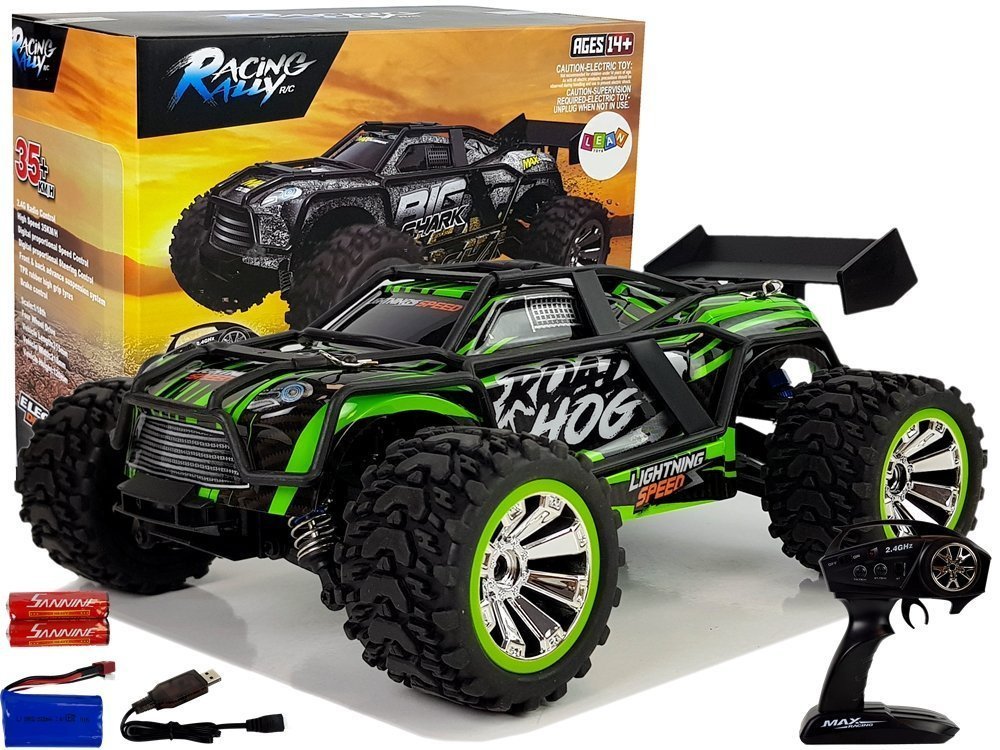 Zaļš bezceļu tālvadības auto, 2,4 GHz, 1:18, 35 km/h